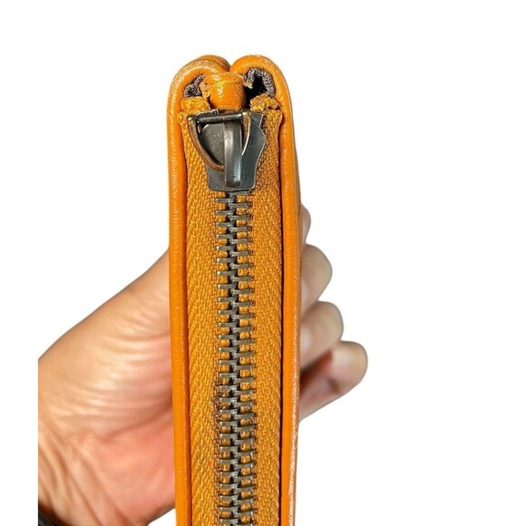 2010 BOTTEGA VENETA WOVEN LEATHER ZIP AROUND WALLET ORANGE - Picture 5 of 14